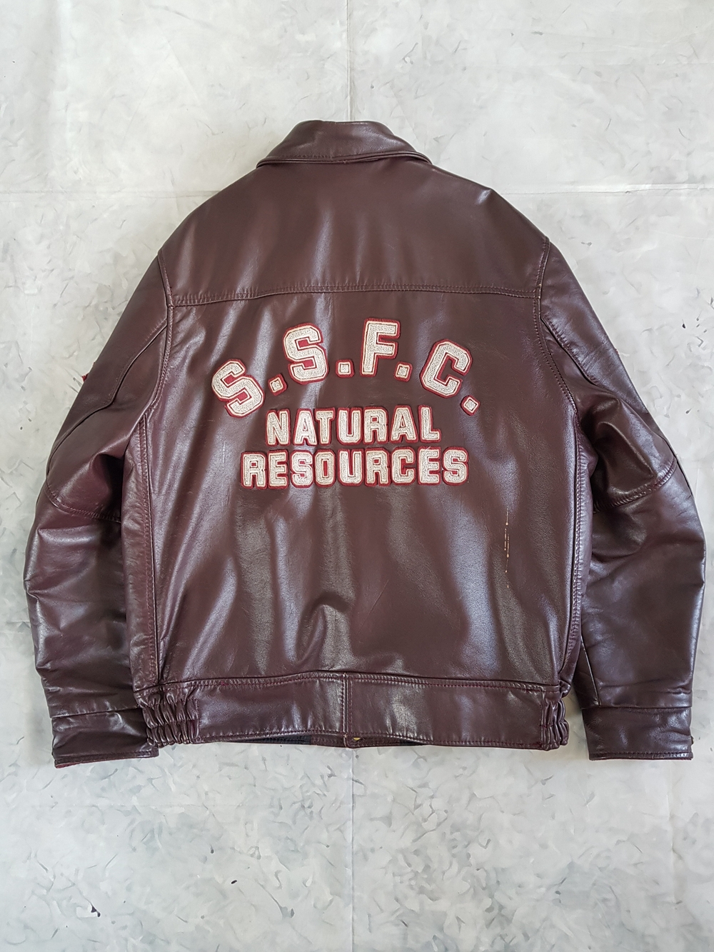 Vintage 1993 Terrain & Water S.S.F.C. Natural Resources JOHN Leather Jacket